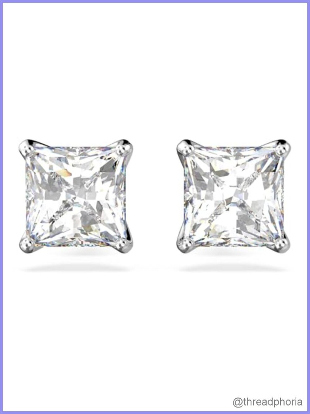 Crystal Stud Earrings Rhodium Plated Butterfly Back